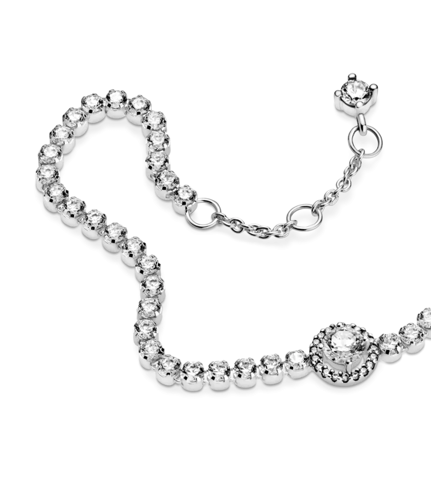 Pulsera en Plata de Ley Tennis Halo Brillante