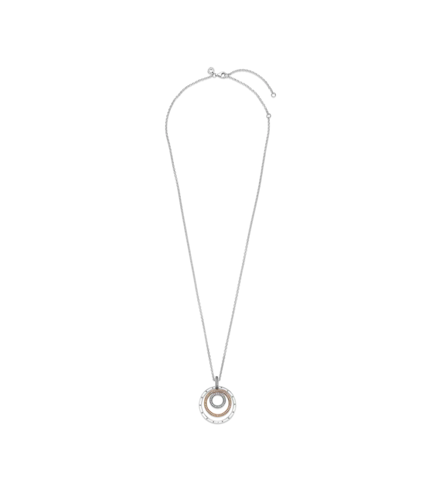 Collar en plata de ley y Pandora Rose Colgante Círculos en Dos Tonos
