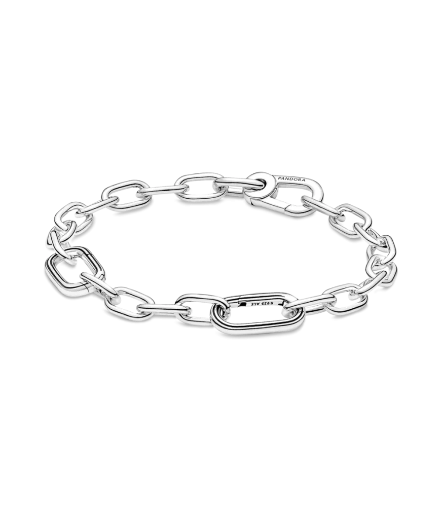 Pulsera en plata de ley Cadena de Eslabones Cierre Mosquetón Pandora ME