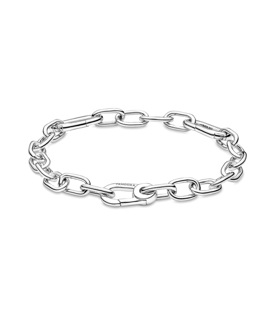 Pulsera en plata de ley Cadena de Eslabones Cierre Mosquetón Pandora ME