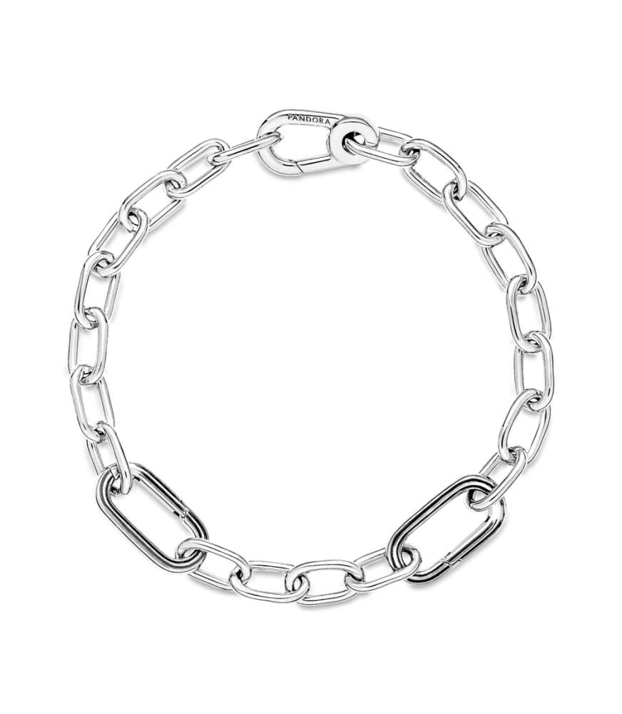 Pulsera en plata de ley Cadena de Eslabones Cierre Mosquetón Pandora ME