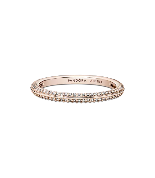 Anillo con recubrimiento en oro rosa de 14k en Pavé Brillante Pandora ME