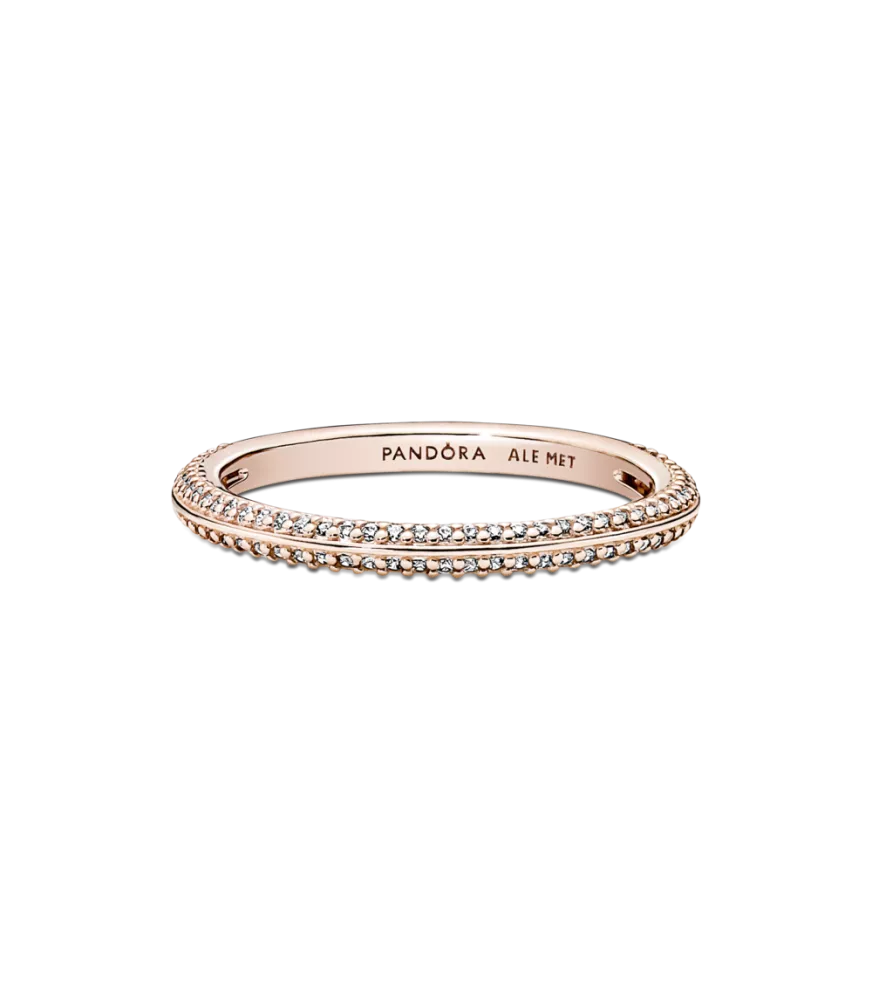 Anillo con recubrimiento en oro rosa de 14k en Pavé Brillante Pandora ME