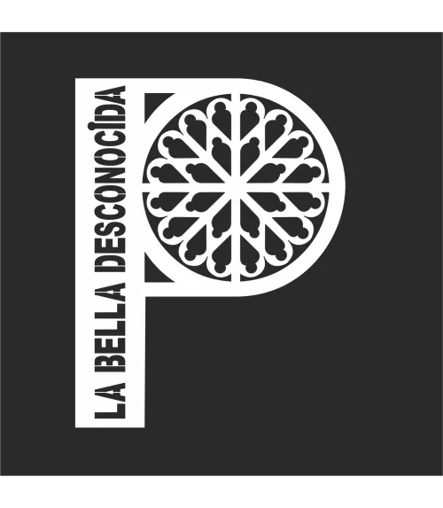 PEGATINA VINILO BLANCO P DE PALENCIA 7.5 x 5.5 CM, ROSETON DE PALENCIA SIGLO XV/XVI PEG007