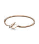 Pulsera Pandora Moments Cadena de Serpiente con un recubrimiento en oro rosa de 14k con Cierre en T y Corazón