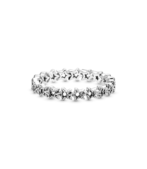 Anillo en plata de ley Banda de Estrellas Asimétricas
