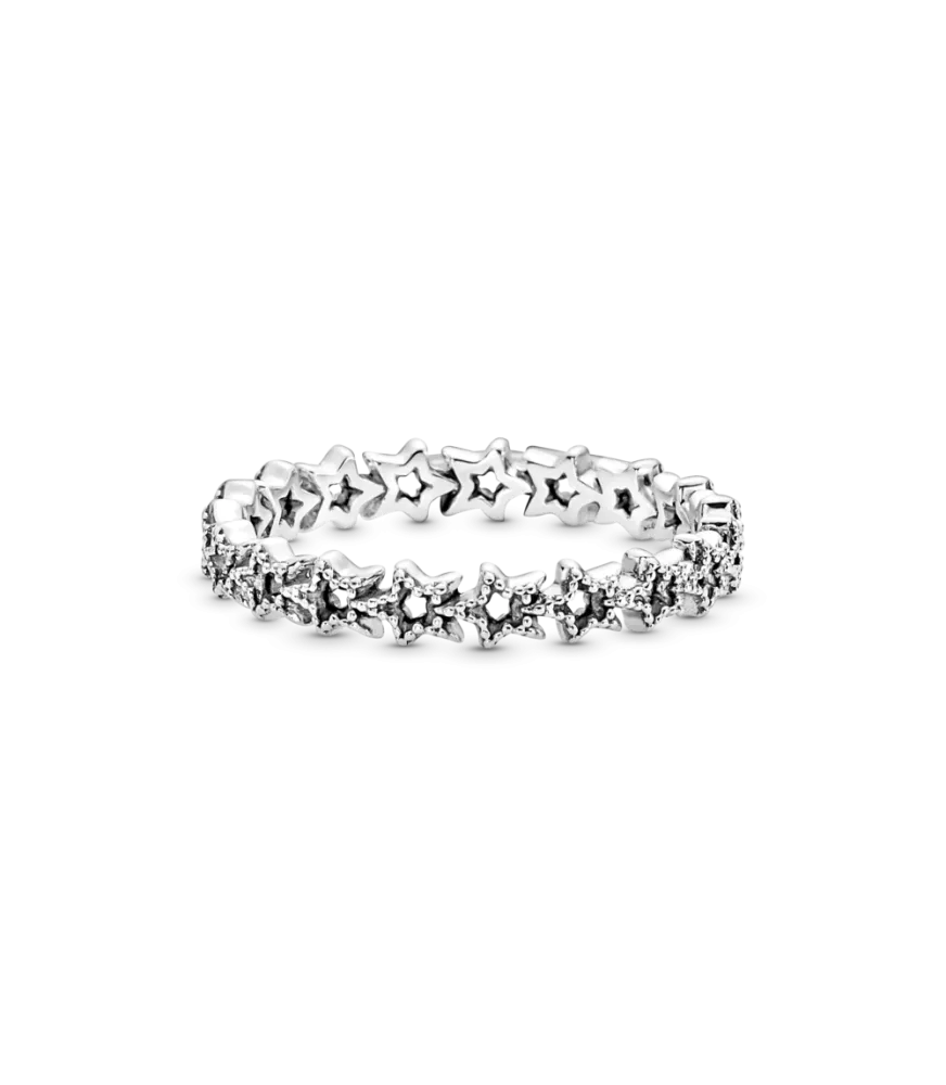 Anillo en plata de ley Banda de Estrellas Asimétricas