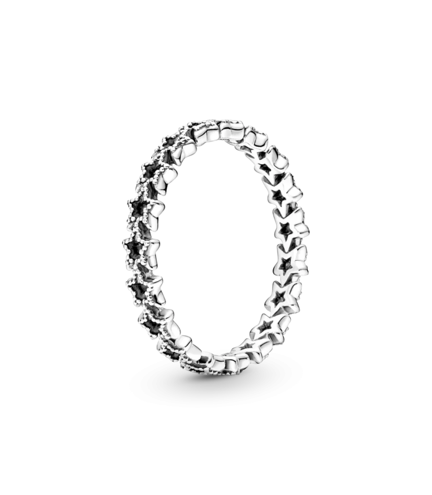 Anillo en plata de ley Banda de Estrellas Asimétricas