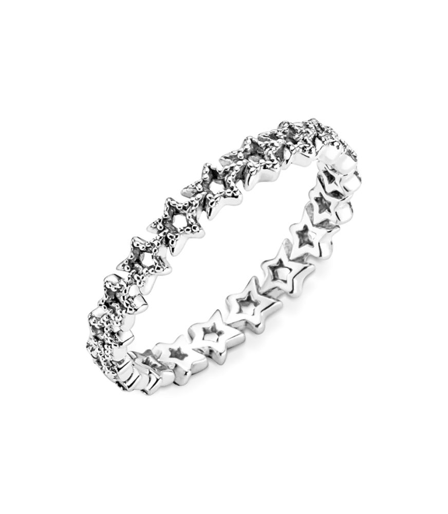 Anillo en plata de ley Banda de Estrellas Asimétricas