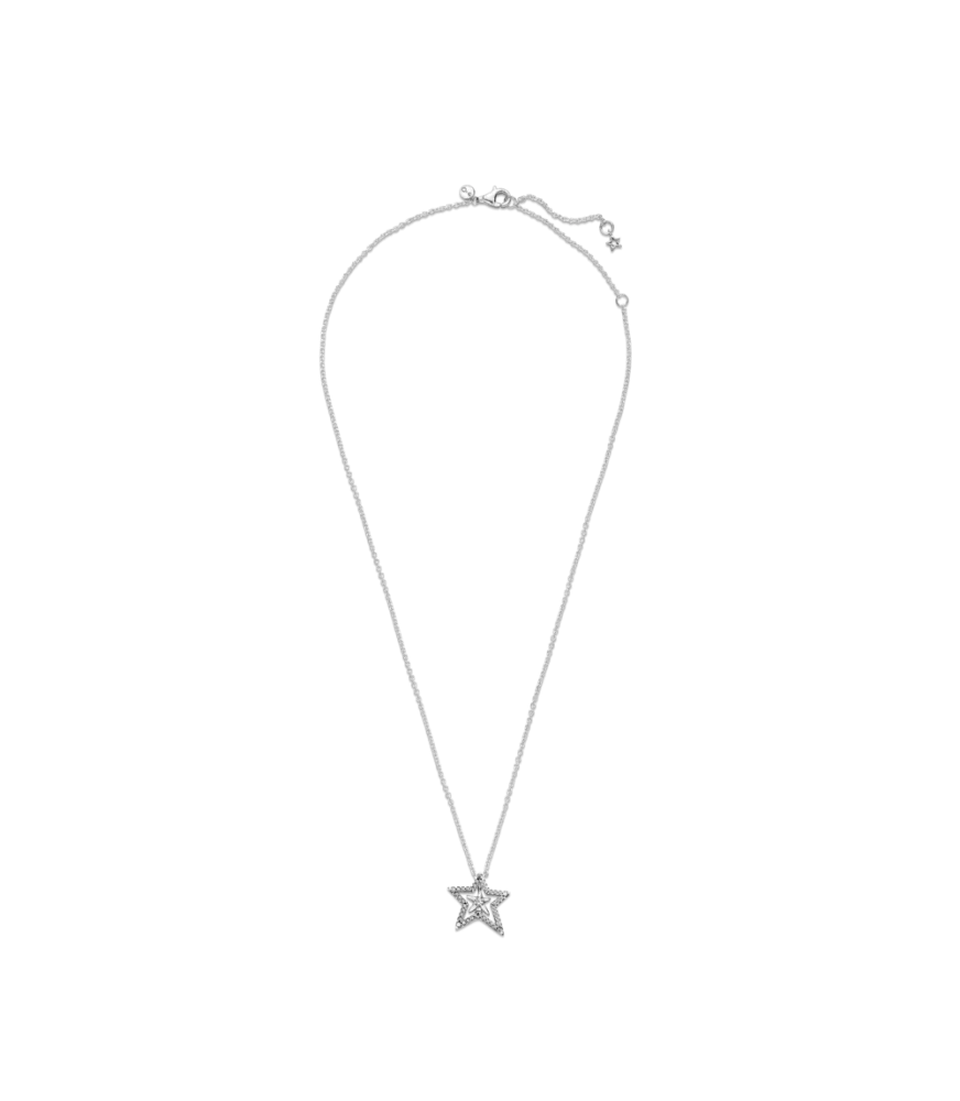 Collar en plata de ley Estrella Asimétrica en Pavé