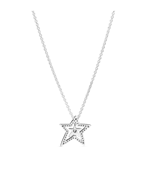 Collar en plata de ley Estrella Asimétrica en Pavé