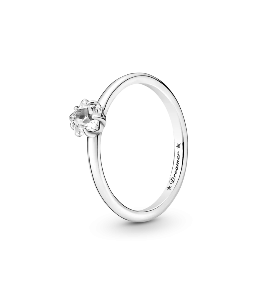 Anillo Solitario en plata de ley Estrella Brillante Celestial