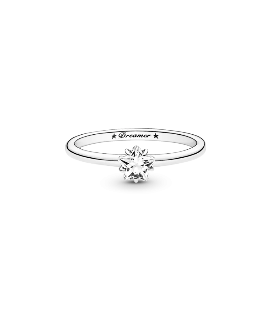 Anillo Solitario en plata de ley Estrella Brillante Celestial
