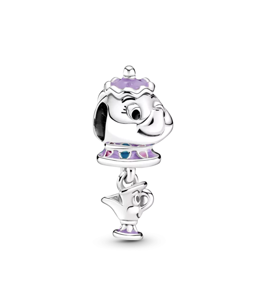 Charm Colgante en plata de ley Sra. Potts y Chip La Bella y la Bestia de Disney