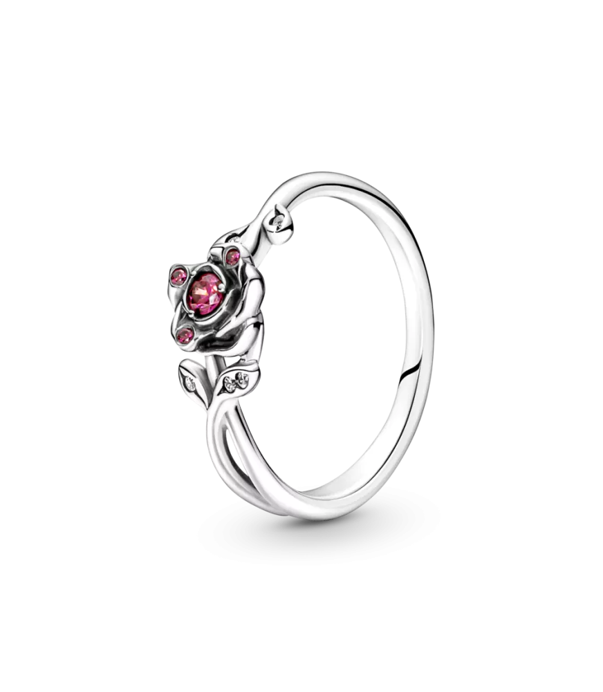 Anillo en plata de ley Rosa de la Bella y la Bestia de Disney