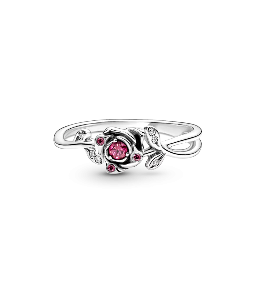 Anillo en plata de ley Rosa de la Bella y la Bestia de Disney