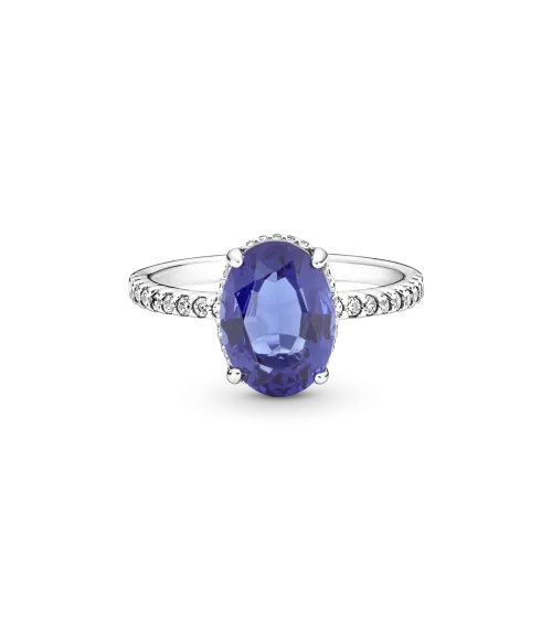 Anillo de compromiso en plata de ley Halo Brillante