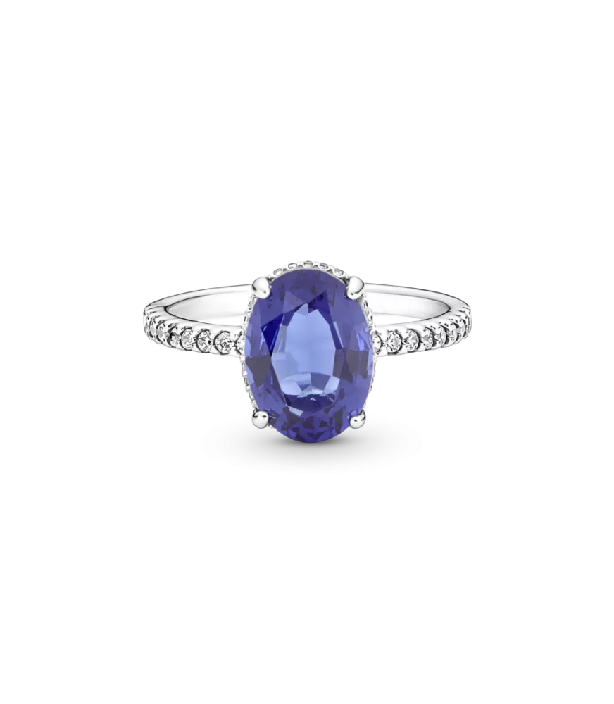 Anillo de compromiso en plata de ley Halo Brillante
