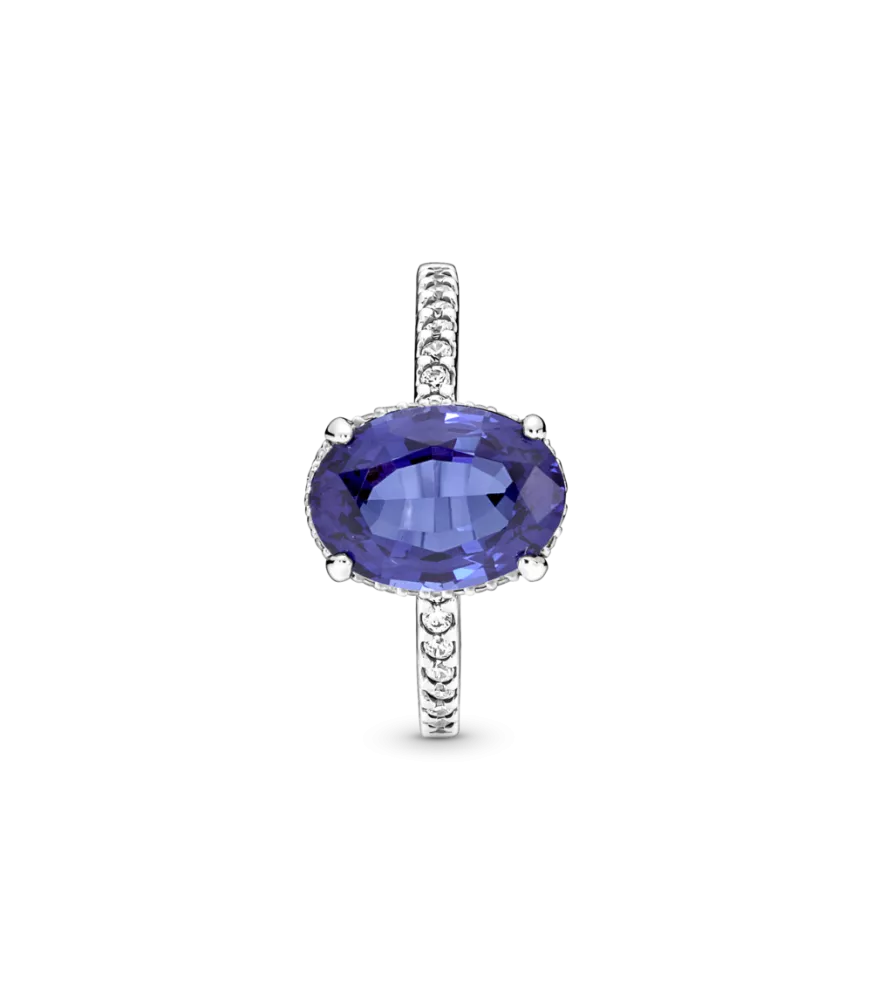 Anillo de compromiso en plata de ley Halo Brillante