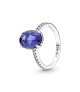 Anillo de compromiso en plata de ley Halo Brillante