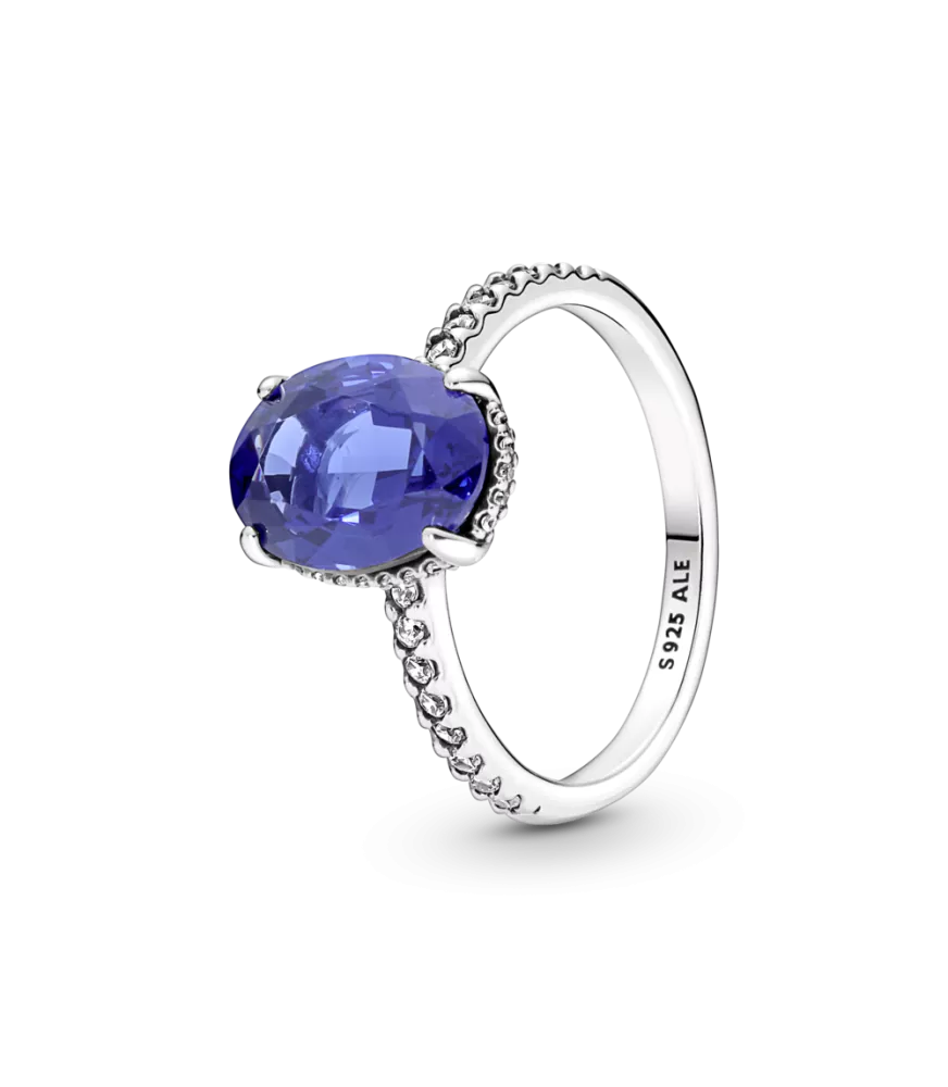Anillo de compromiso en plata de ley Halo Brillante