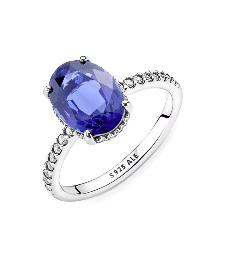Anillo de compromiso en plata de ley Halo Brillante