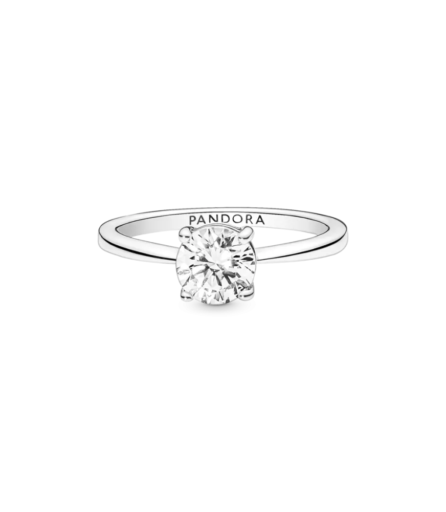 Anillo Solitario en plata de ley Brillante