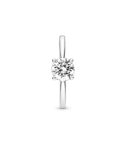 Anillo Solitario en plata de ley Brillante