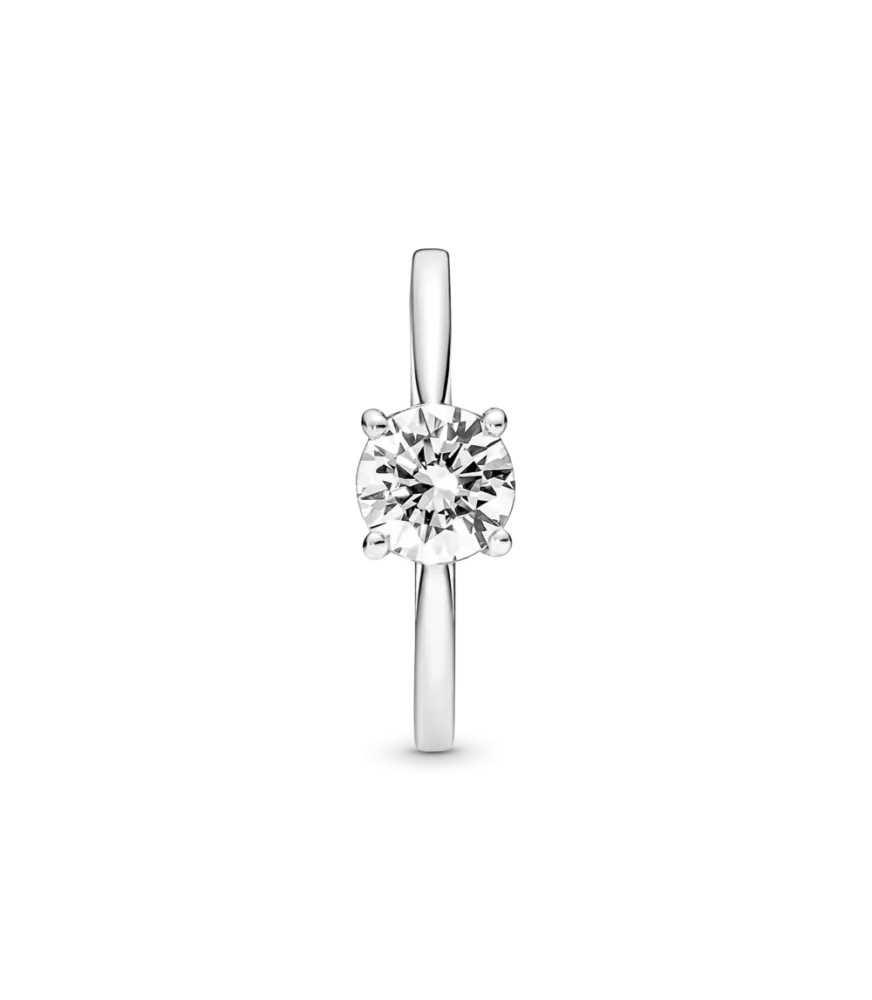Anillo Solitario en plata de ley Brillante