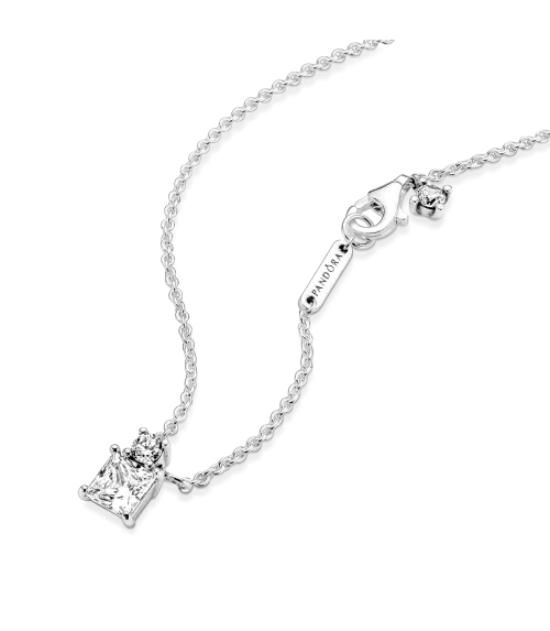 Collar en plata de ley Círculo & Cuadrado Brillantes