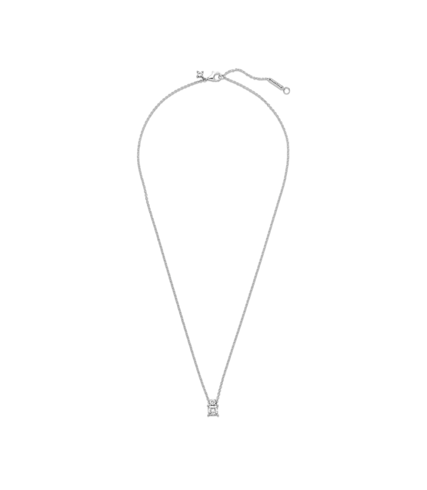 Collar en plata de ley Círculo & Cuadrado Brillantes