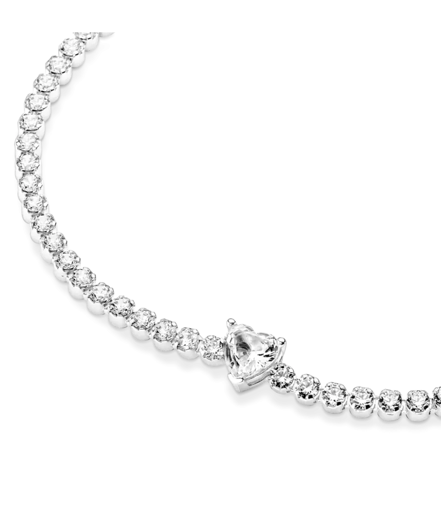 Pulsera en plata de ley Corazón Brillante
