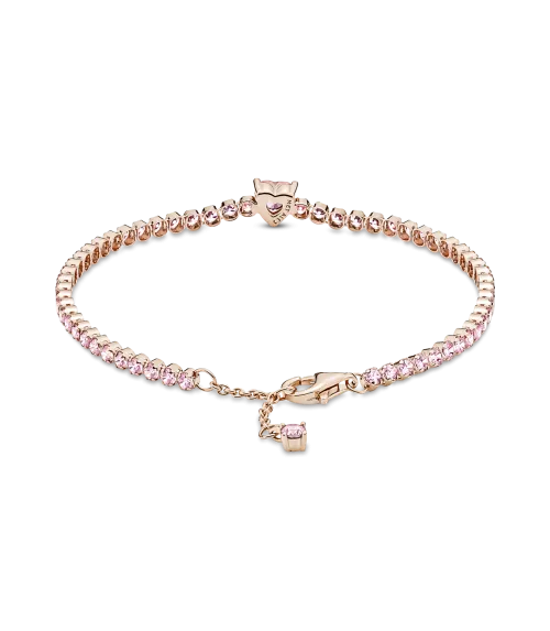 Pulsera con un recubrimiento en oro rosa de 14k Corazón Brillante