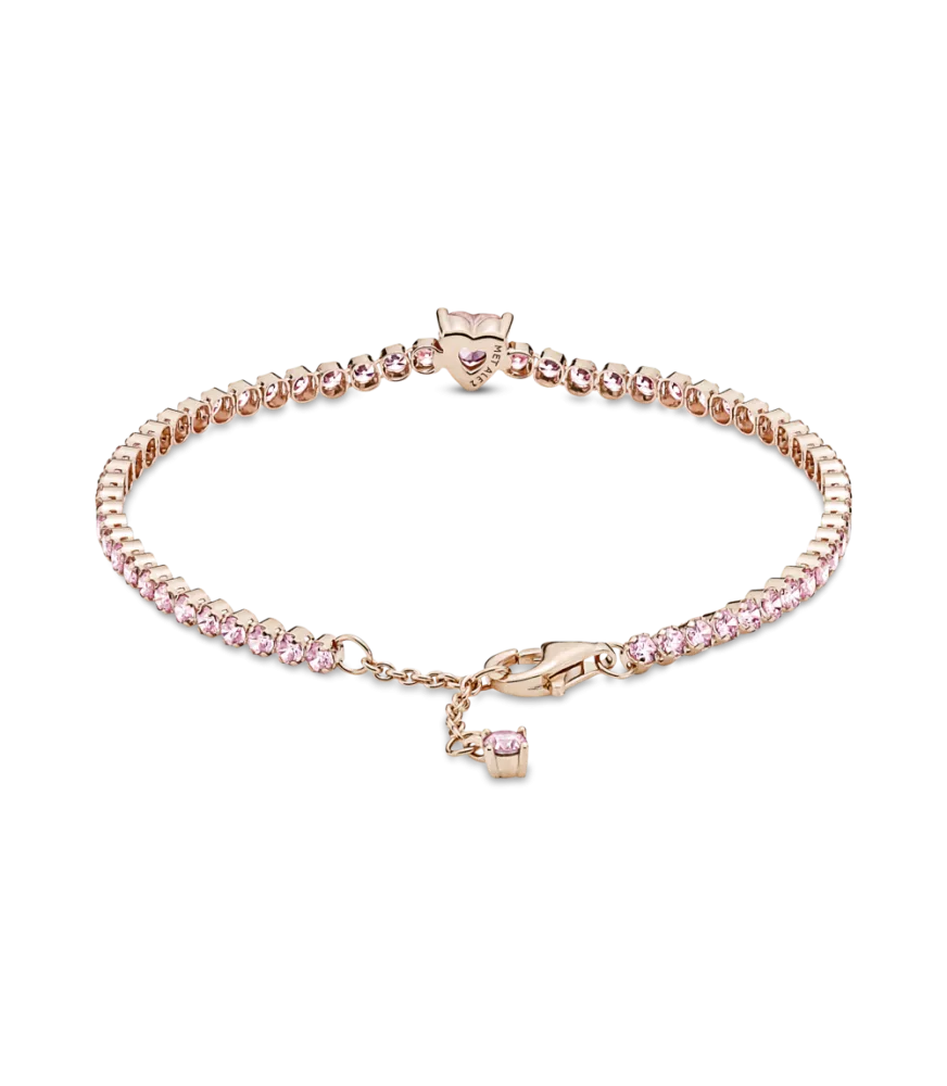 Pulsera con un recubrimiento en oro rosa de 14k Corazón Brillante