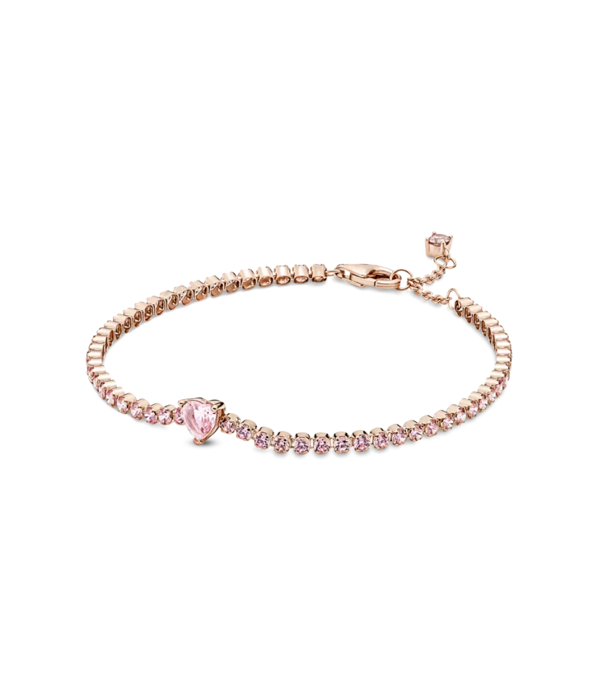 Pulsera con un recubrimiento en oro rosa de 14k Corazón Brillante