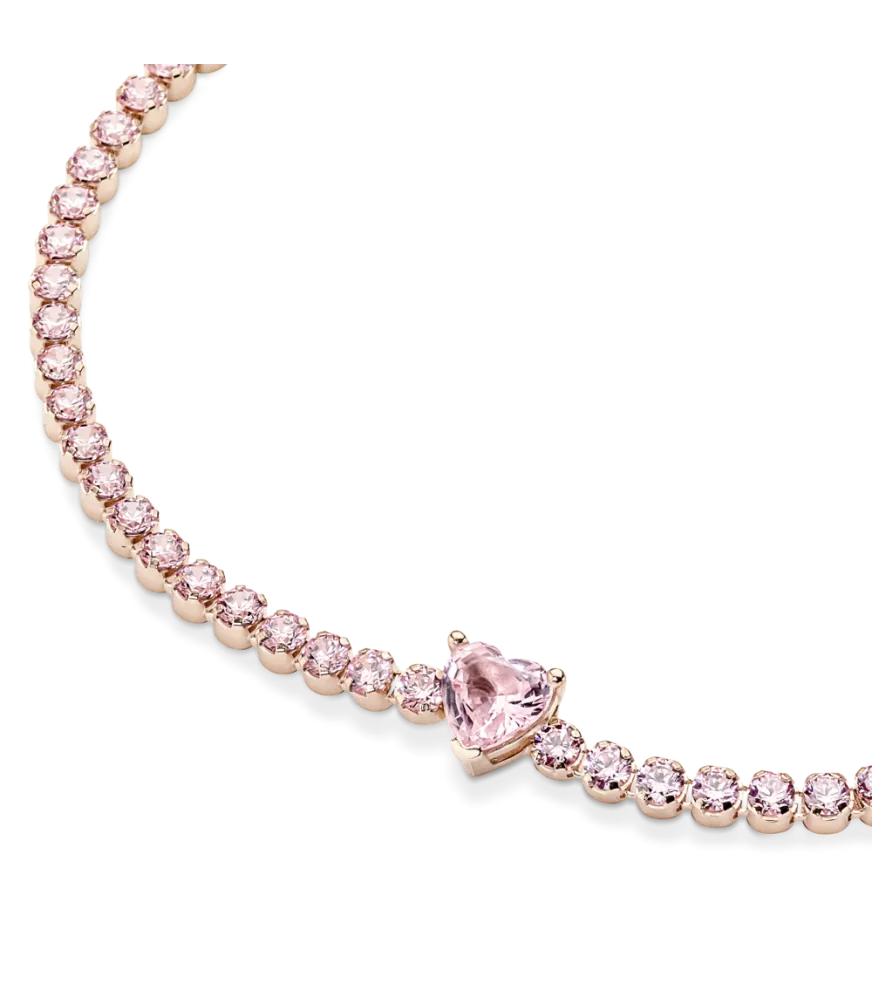 Pulsera con un recubrimiento en oro rosa de 14k Corazón Brillante