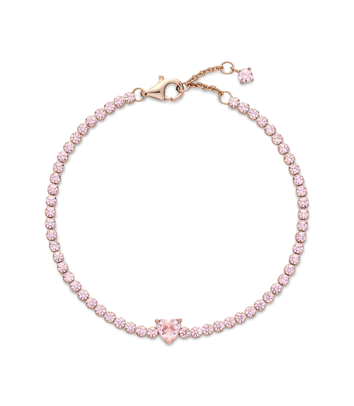Pulsera con un recubrimiento en oro rosa de 14k Corazón Brillante