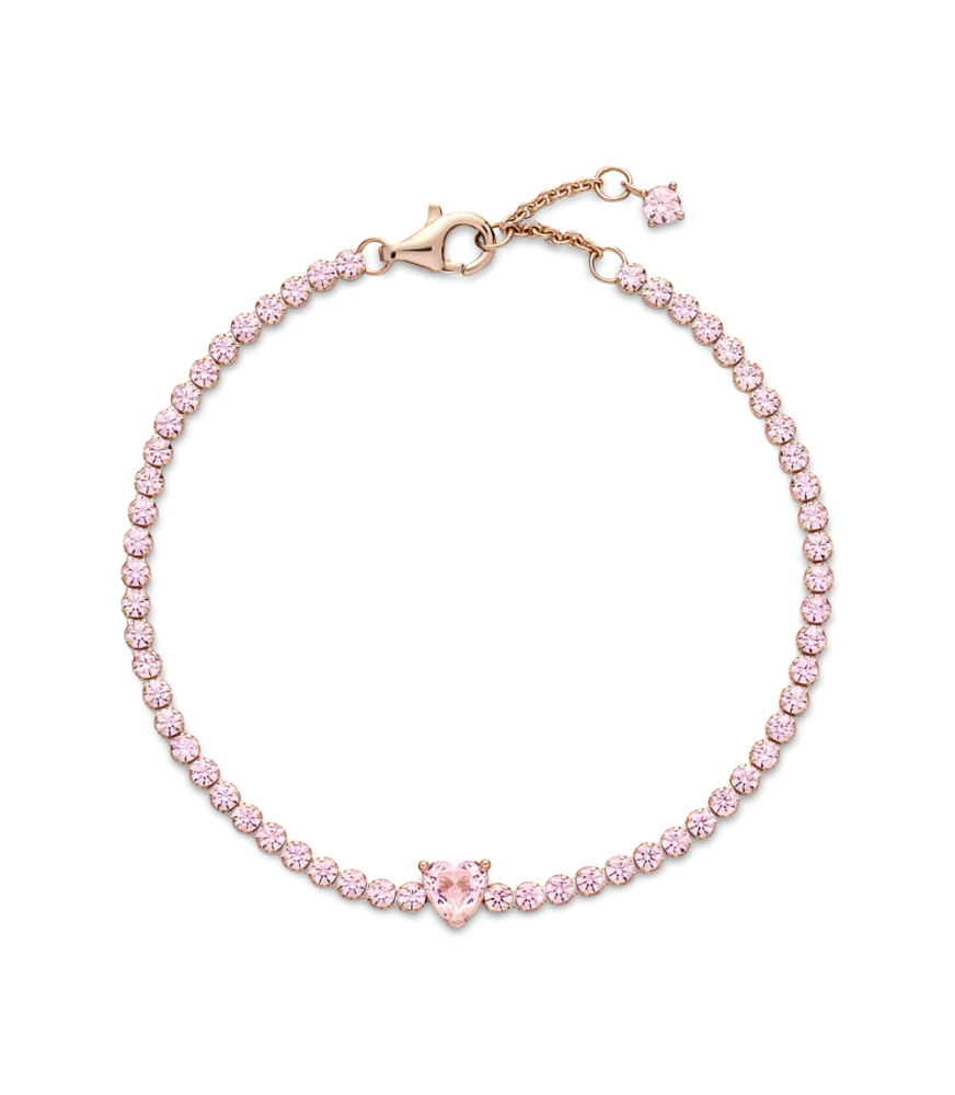 Pulsera con un recubrimiento en oro rosa de 14k Corazón Brillante