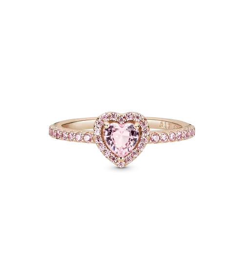 Anillo con un recubrimiento en oro rosa de 14k Corazón Brillante Elevado