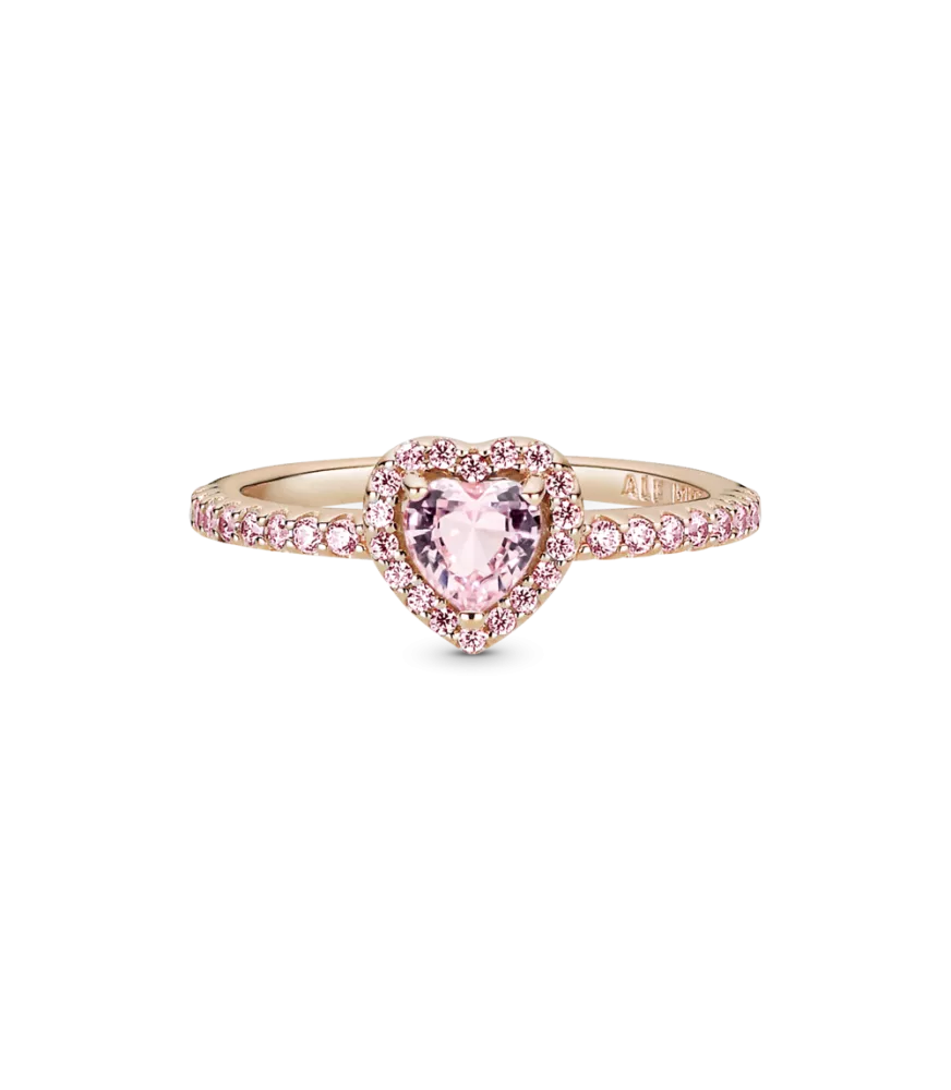 Anillo con un recubrimiento en oro rosa de 14k Corazón Brillante Elevado