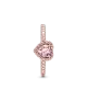 Anillo con un recubrimiento en oro rosa de 14k Corazón Brillante Elevado