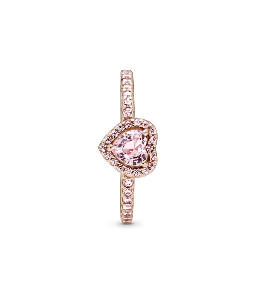 Anillo con un recubrimiento en oro rosa de 14k Corazón Brillante Elevado