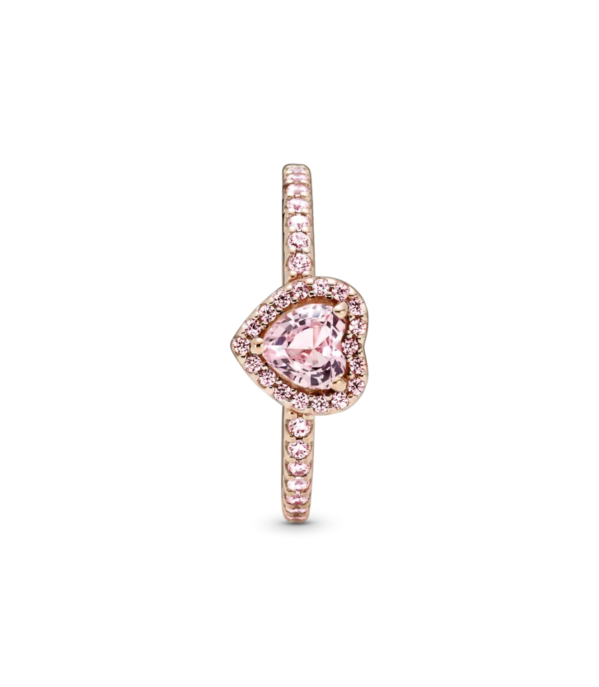 Anillo con un recubrimiento en oro rosa de 14k Corazón Brillante Elevado