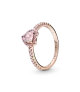 Anillo con un recubrimiento en oro rosa de 14k Corazón Brillante Elevado