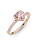 Anillo con un recubrimiento en oro rosa de 14k Corazón Brillante Elevado