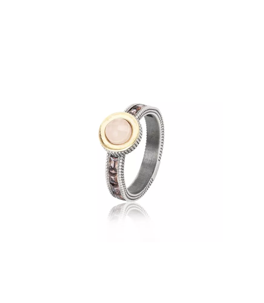Anillo Sunfield en plata, oro 9k y con circonitas de colores.