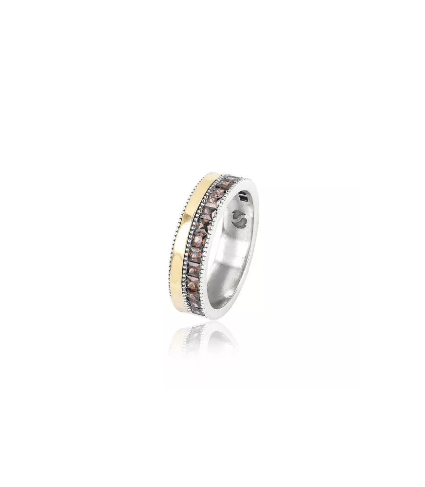 Anillo Sunfield en plata, oro 9k y con circonitas de colores.