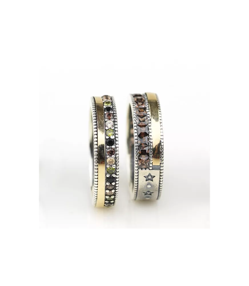 Anillo Sunfield en plata, oro 9k y con circonitas de colores.