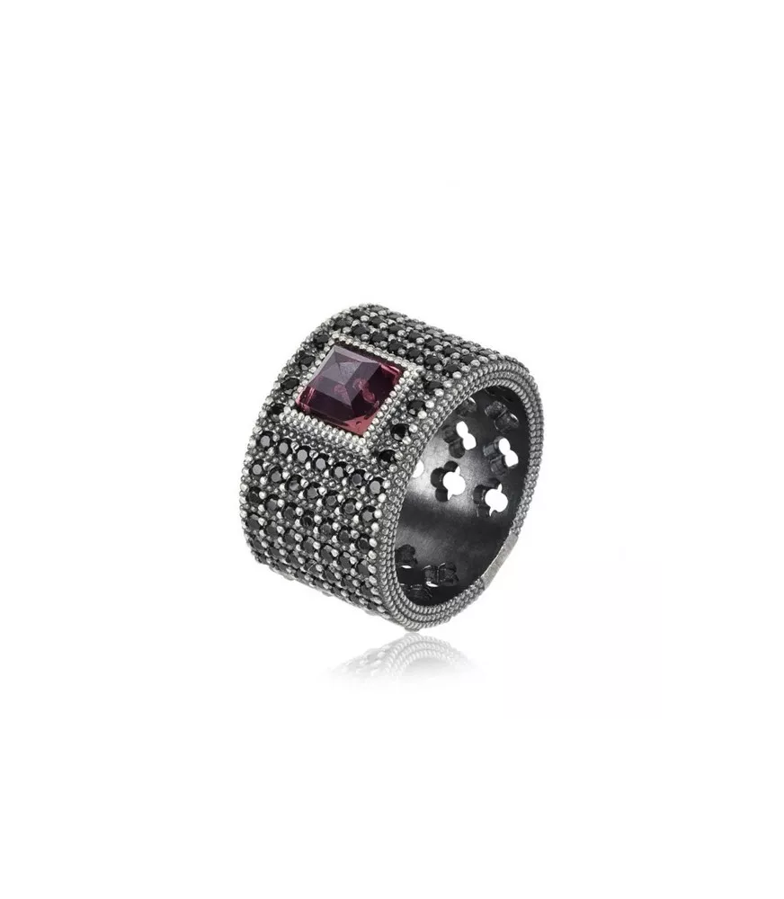 Anillo Sunfield en plata y con circonitas de colores.