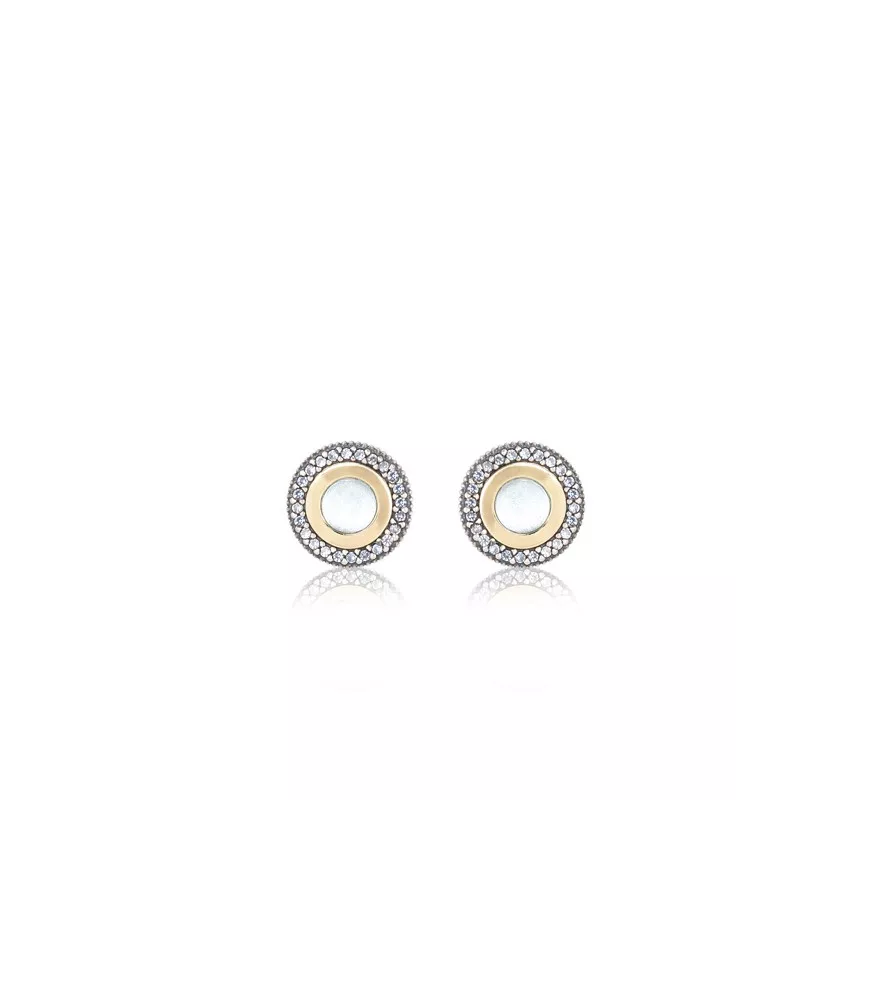 Pendientes Sunfield en plata, oro de 9k, con piedras y circonitas de colores.